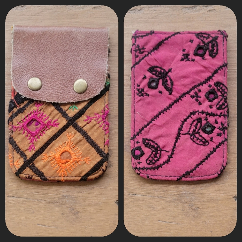 ๐ณ๐ง Free People Boho Embroidered Repurposed vtg banjara hippie Wallet card case